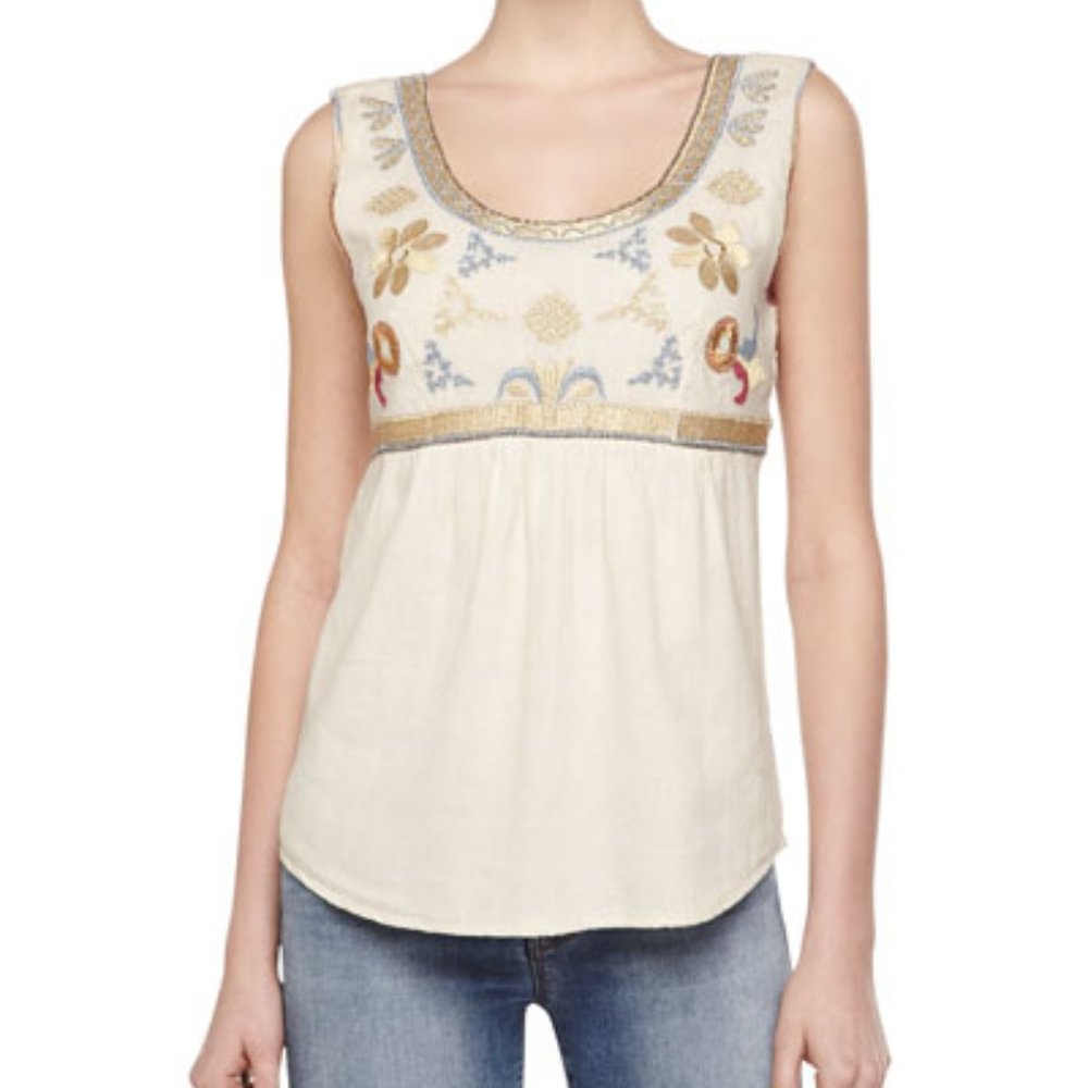 Christophe Sauvat Metallic Embroidered Voile Top
